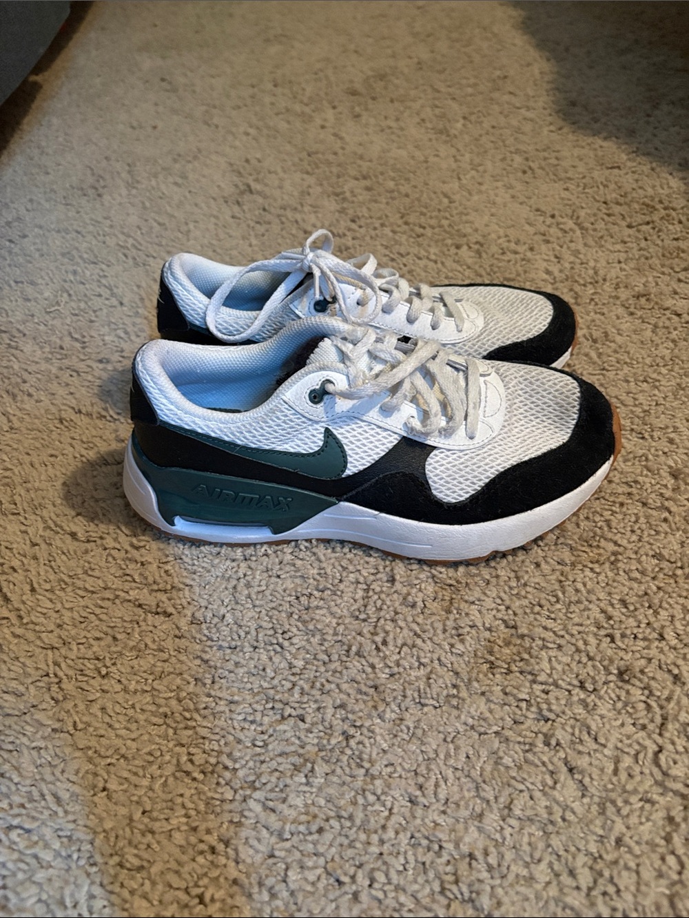 Nike Kids White Black Green Air Max-Style Sneaker